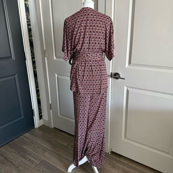 Anthropologie Geo Print Matching Set with Wrap Top and Bellbottom Flares Size M - Picture 4 of 7
